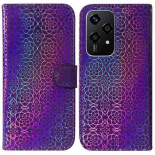 For Honor 200 Lite Global Colorful Magnetic Buckle Leather Phone Case(Purple)