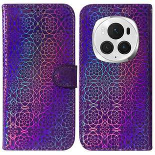 For Honor Magic6 Pro Colorful Magnetic Buckle Leather Phone Case(Purple)