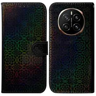 For Honor Magic7 Colorful Magnetic Buckle Leather Phone Case(Black)