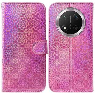 For Honor X9c Colorful Magnetic Buckle Leather Phone Case(Pink)