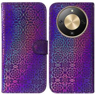 For Honor X70 5G Colorful Magnetic Buckle Leather Phone Case(Purple)