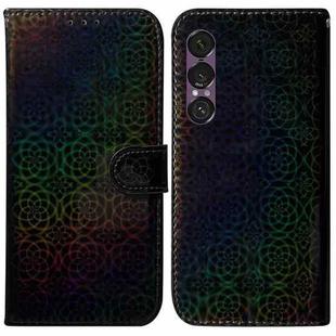 For Sony Xperia 1 VII Colorful Magnetic Buckle Leather Phone Case(Black)
