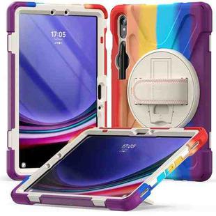 For Galaxy Tab S10 FE / S9 FE / S9 / S8 / S7 Rotary Handle Grab TPU + PC Tablet Case(Colorful Red)