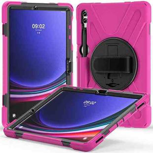 For Samsung Galaxy Tab S9+ / S8+ Rotary Handle Grab TPU + PC Tablet Case(Rose Red)