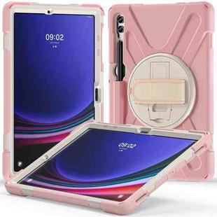 For Samsung Galaxy Tab S9+ / S8+ Rotary Handle Grab TPU + PC Tablet Case(Pink)