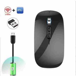 HXSJ M103 1600DPI UV Dual Mode 2.4GHz + Bluetooth 5.1 Wireless Rechargeable Mouse(Black)
