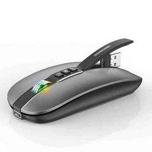 HXSJ M113 2400DPI Dual Mode 2.4GHz + Bluetooth 5.1 Wireless Mouse(Metallic Grey)