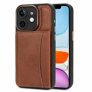 For iPhone 11 Multifunctional Magsafe Magnetic Card Bag Phone Case(Brown)