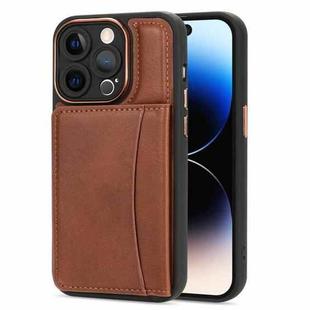 For iPhone 14 Pro Max Multifunctional Magsafe Magnetic Card Bag Phone Case(Brown)