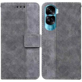 For Honor 90 Lite Geometric Embossed Leather Phone Case(Grey)