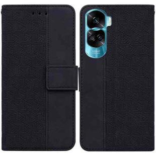 For Honor 90 Lite Geometric Embossed Leather Phone Case(Black)