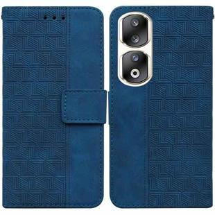 For Honor 90 Pro Geometric Embossed Leather Phone Case(Blue)