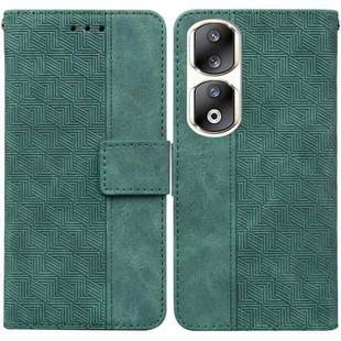 For Honor 90 Pro Geometric Embossed Leather Phone Case(Green)