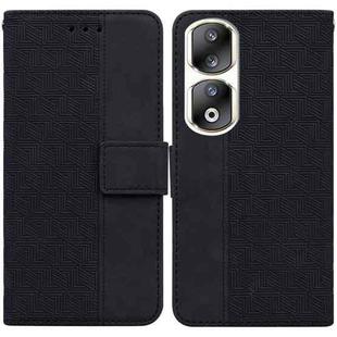 For Honor 90 Pro Geometric Embossed Leather Phone Case(Black)