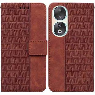 For Honor 90 Geometric Embossed Leather Phone Case(Brown)