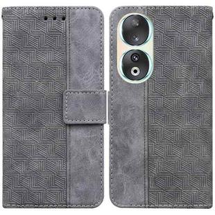 For Honor 90 Geometric Embossed Leather Phone Case(Grey)