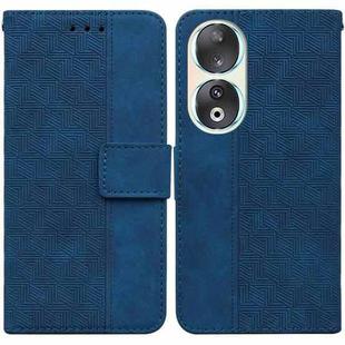 For Honor 90 Geometric Embossed Leather Phone Case(Blue)