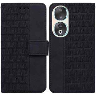 For Honor 90 Geometric Embossed Leather Phone Case(Black)
