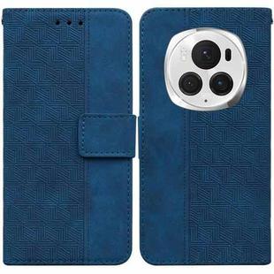 For Honor Magic6 Pro Geometric Embossed Leather Phone Case(Blue)