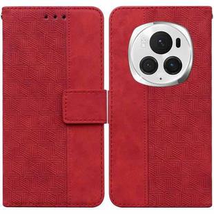 For Honor Magic6 Pro Geometric Embossed Leather Phone Case(Red)