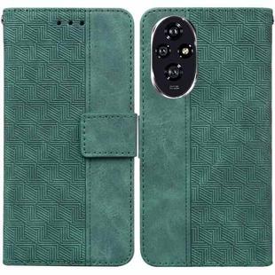 For Honor 200 Geometric Embossed Leather Phone Case(Green)