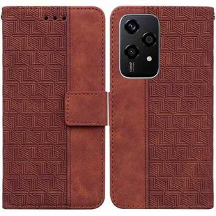 For Honor 200 Lite Global Geometric Embossed Leather Phone Case(Brown)