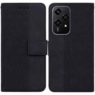 For Honor 200 Lite Global Geometric Embossed Leather Phone Case(Black)