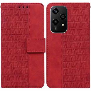 For Honor 200 Lite Global Geometric Embossed Leather Phone Case(Red)