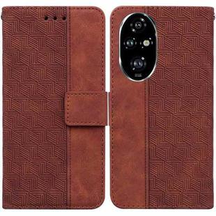 For Honor 200 Pro Geometric Embossed Leather Phone Case(Brown)