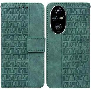 For Honor 200 Pro Geometric Embossed Leather Phone Case(Green)