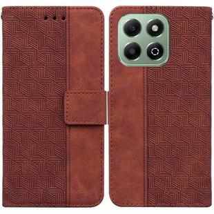 For Honor X6b Geometric Embossed Leather Phone Case(Brown)