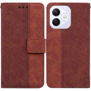 For Honor X60i Geometric Embossed Leather Phone Case(Brown)