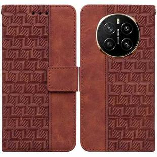 For Honor Magic7 Geometric Embossed Leather Phone Case(Brown)