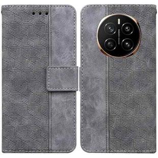 For Honor Magic7 Geometric Embossed Leather Phone Case(Grey)