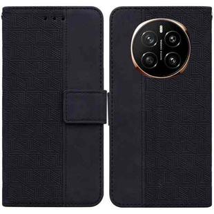 For Honor Magic7 Geometric Embossed Leather Phone Case(Black)