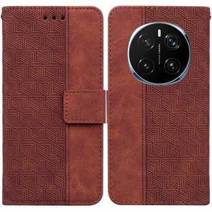 For Honor Magic7 Pro Geometric Embossed Leather Phone Case(Brown)