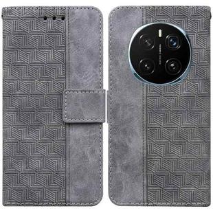 For Honor Magic7 Pro Geometric Embossed Leather Phone Case(Grey)