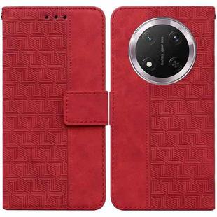 For Honor X9c Geometric Embossed Leather Phone Case(Red)