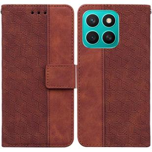 For Honor X8c 4G Geometric Embossed Leather Phone Case(Brown)