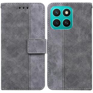 For Honor X8c 4G Geometric Embossed Leather Phone Case(Grey)