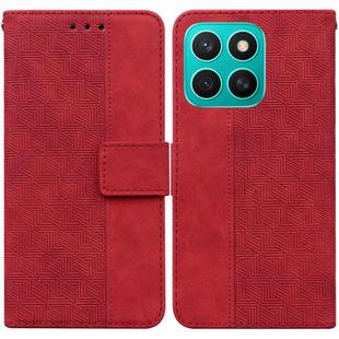 For Honor X8c 4G Geometric Embossed Leather Phone Case(Red)