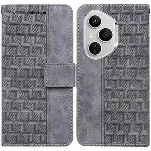 For Honor 400 Pro Global 160.8mm Geometric Embossed Leather Phone Case(Grey)