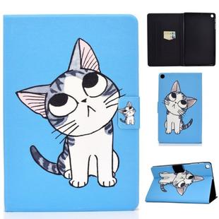 For Samsung Galaxy Tab A 10.1 (2019) T515 / T510 Voltage Painted Pattern Tablet PC Protective Leather Case with Bracket & Card Slots & Anti-skid Strip(Blue Cat)