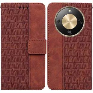 For Honor X70 5G Geometric Embossed Leather Phone Case(Brown)
