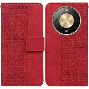 For Honor X70 5G Geometric Embossed Leather Phone Case(Red)