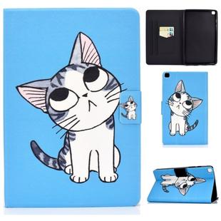 For Samsung Galaxy Tab A 8.0 (2019) T290 / T295 Voltage Painted Pattern Tablet PC Protective Leather Case with Bracket & Card Slots & Anti-skid Strip(Blue Cat)