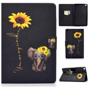 For Samsung Galaxy Tab A 8.0 (2019) T290 / T295 Voltage Painted Pattern Tablet PC Protective Leather Case with Bracket & Card Slots & Anti-skid Strip(Chrysanthemum Elephant)