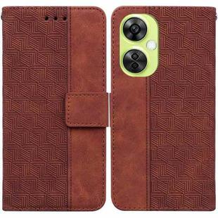 For OnePlus Nord CE 3 Lite/Nord N30 Geometric Embossed Leather Phone Case(Brown)