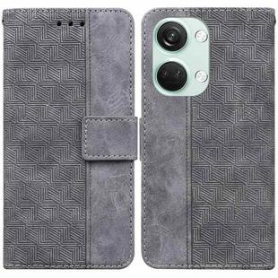 For OnePlus Nord 3 Geometric Embossed Leather Phone Case(Grey)