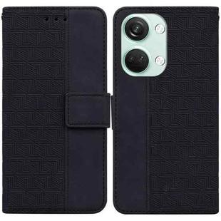 For OnePlus Nord 3 Geometric Embossed Leather Phone Case(Black)